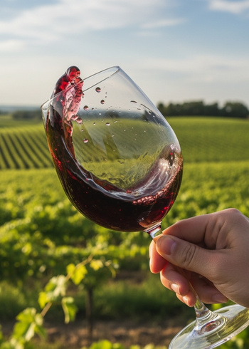 Wein aus rote Rebsorte in Glas geschwenkt
